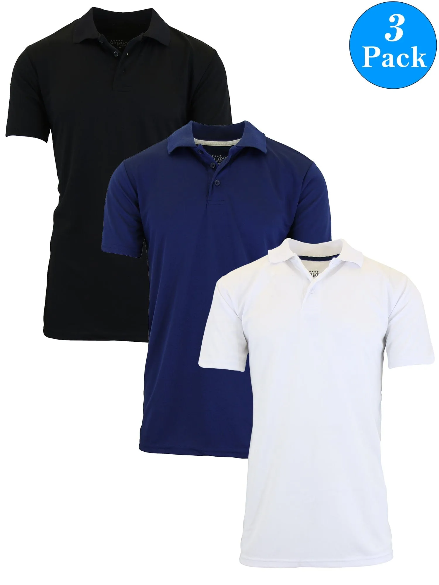 Men's Dry Fit Moisture-Wicking Polo Shirt (3-Pack)