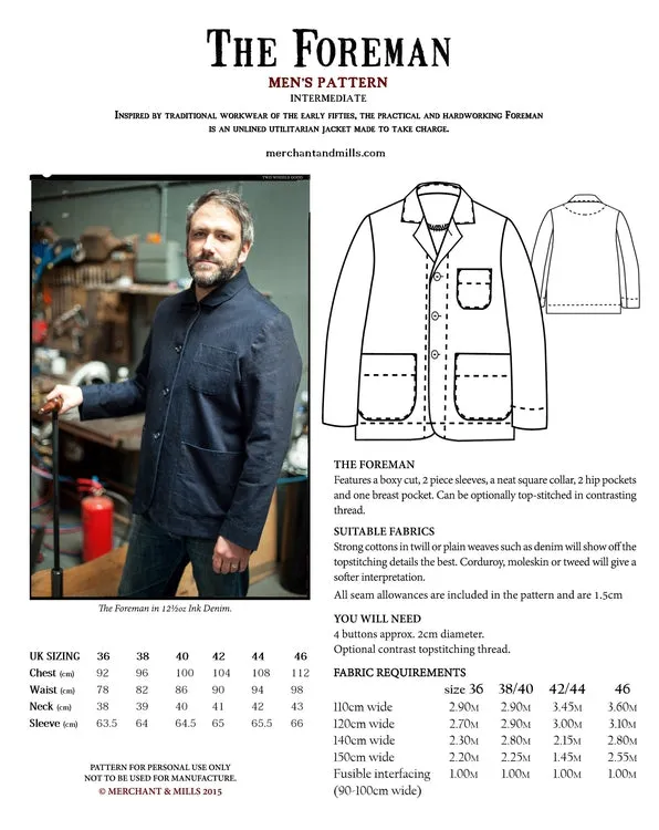 Merchant & Mills Foreman Mens Jacket
