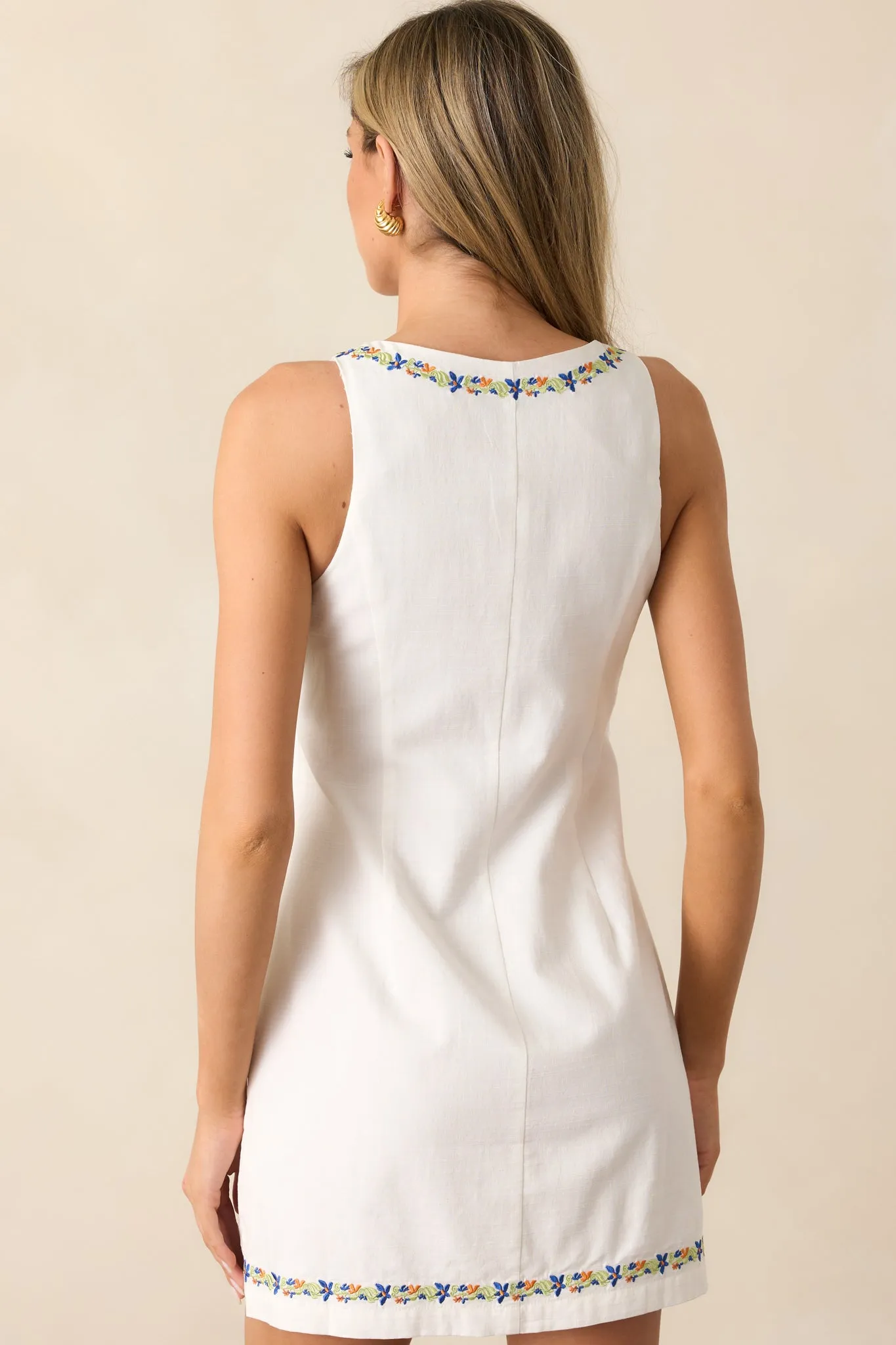 MINKPINK Elini Ivory Embroidered Mini Dress