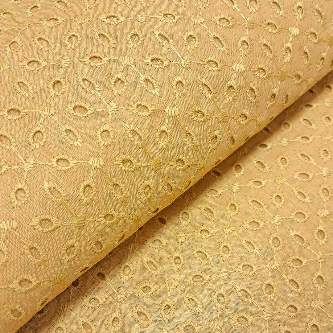 Musturd Motifs Premium Embroidered Cotton Hakoba Fabric