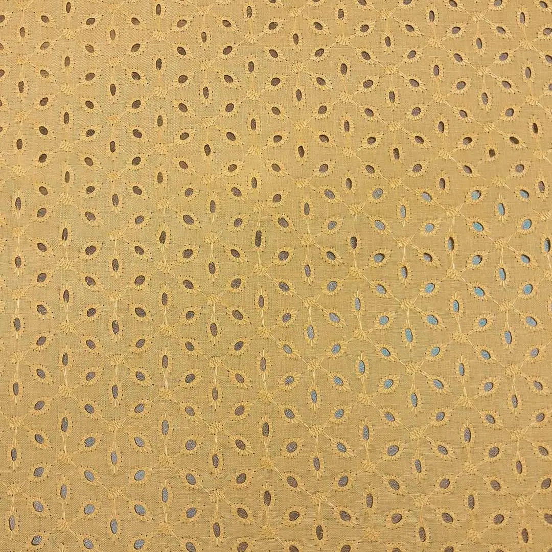 Musturd Motifs Premium Embroidered Cotton Hakoba Fabric