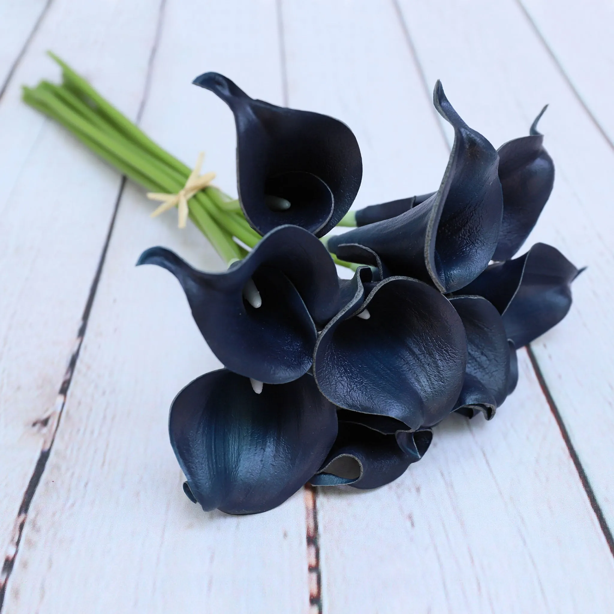 Navy Blue Artificial Calla Lily Bouquets Bulk Flowers