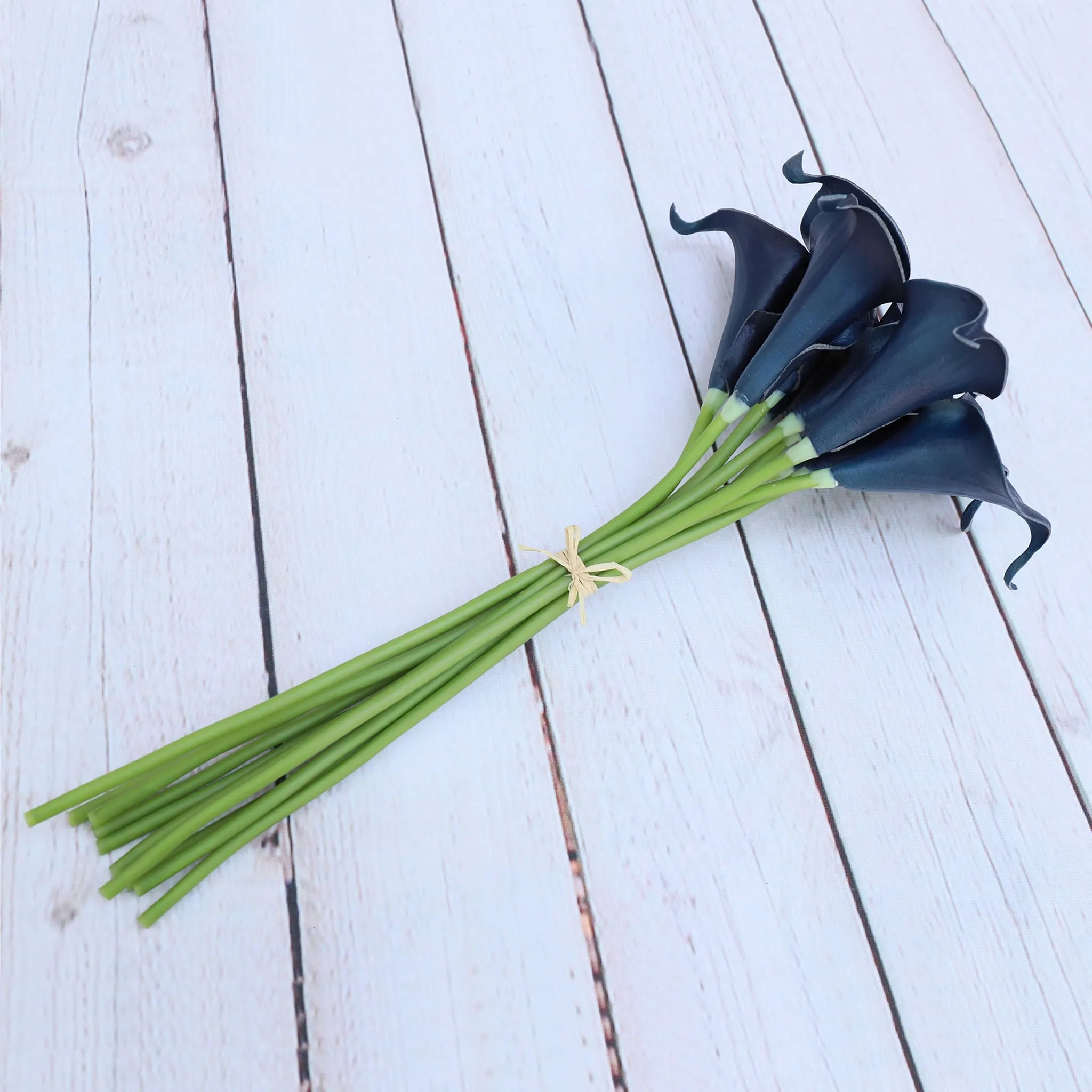 Navy Blue Artificial Calla Lily Bouquets Bulk Flowers
