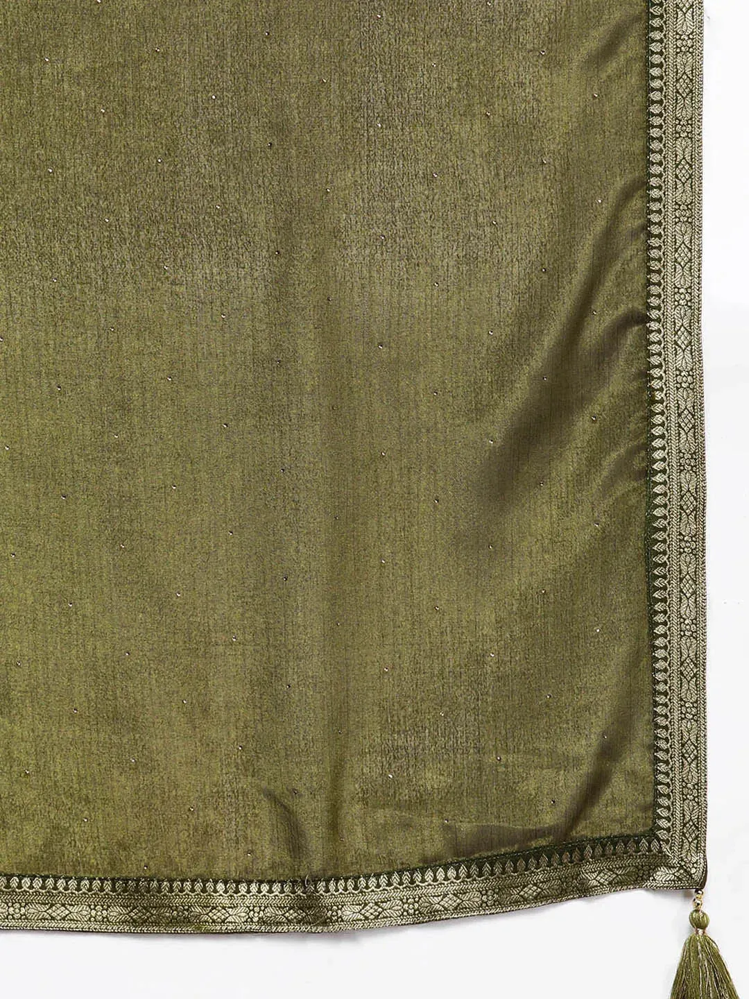 Olive Yoke Design Silk Blend Straight Sharara Suit Set With Dupatta