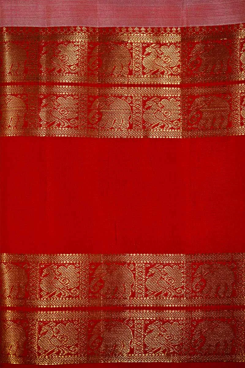ONION PINK WITH RED RETTA PETTA KANCHIVARAM SAREE