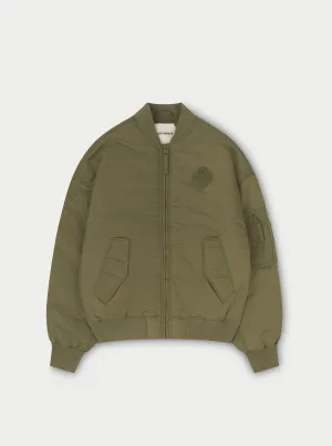 OVERSIZED EMBLEM BOMBER JACKET - KHAKI
