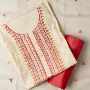 Party Wear Unstitched Salwar Suit Material (Cream)