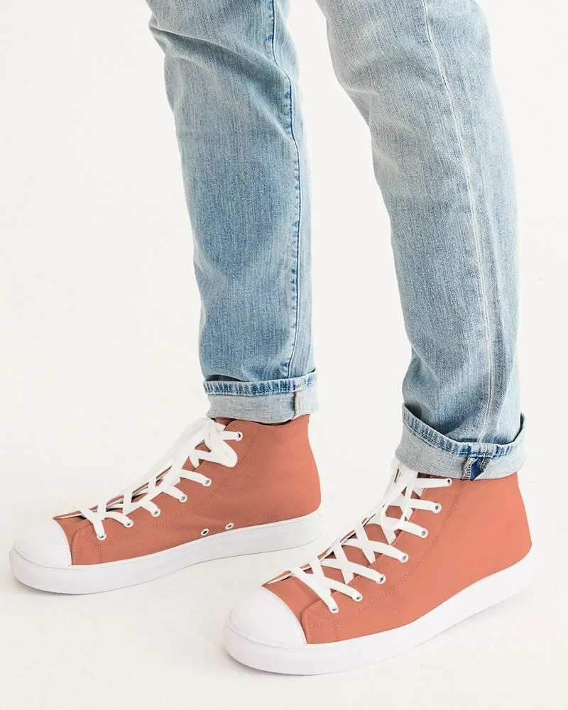 Pastel Red Men's High-top Canvas Sneakers | Men's | Bright Pastel Red | C0M60Y60K0