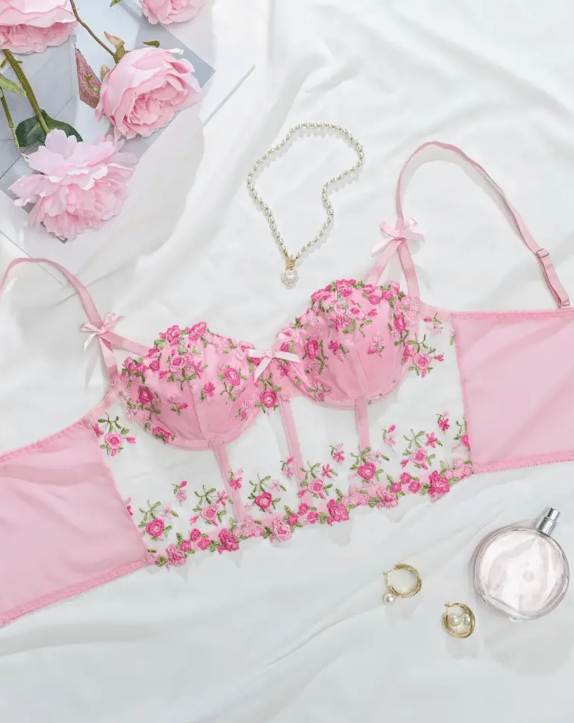 Pink Floral Bralette Top