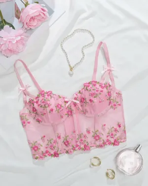 Pink Floral Bralette Top