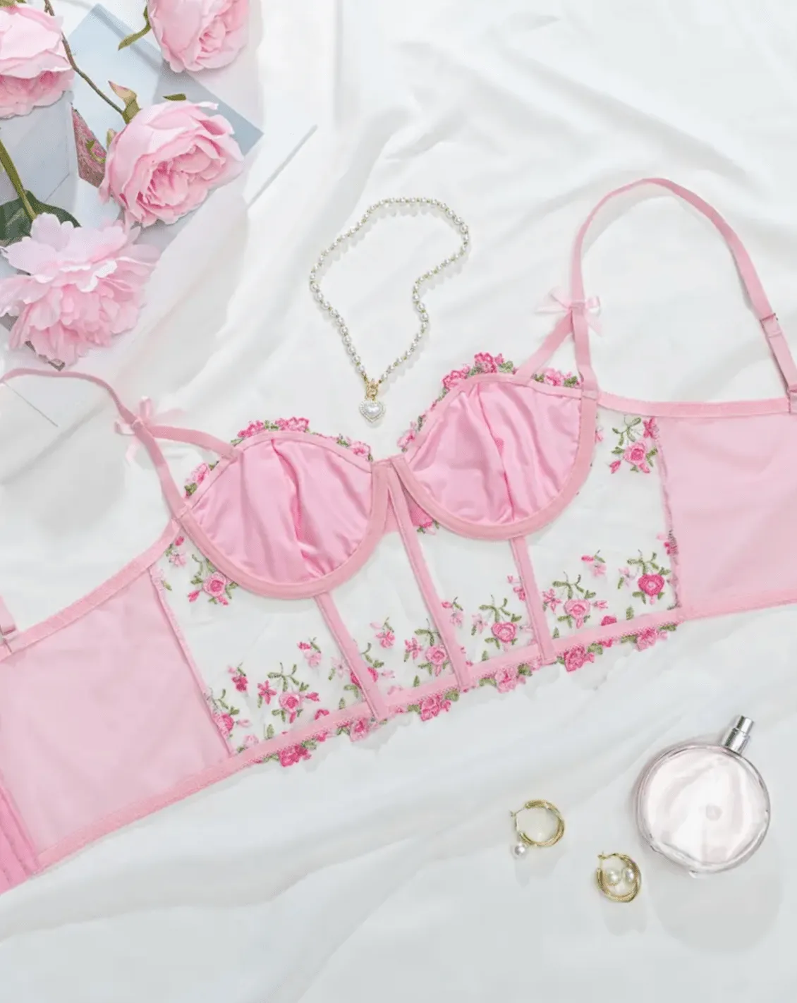 Pink Floral Bralette Top