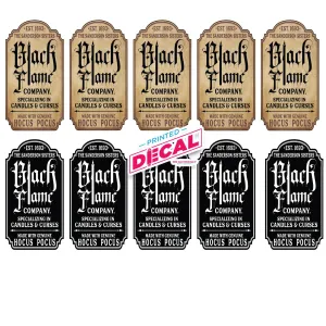 Printed Vinyl Pen Decals - Black Flame Candle