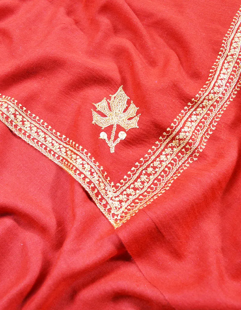 red tilla embroidery pashmina shawl 8612