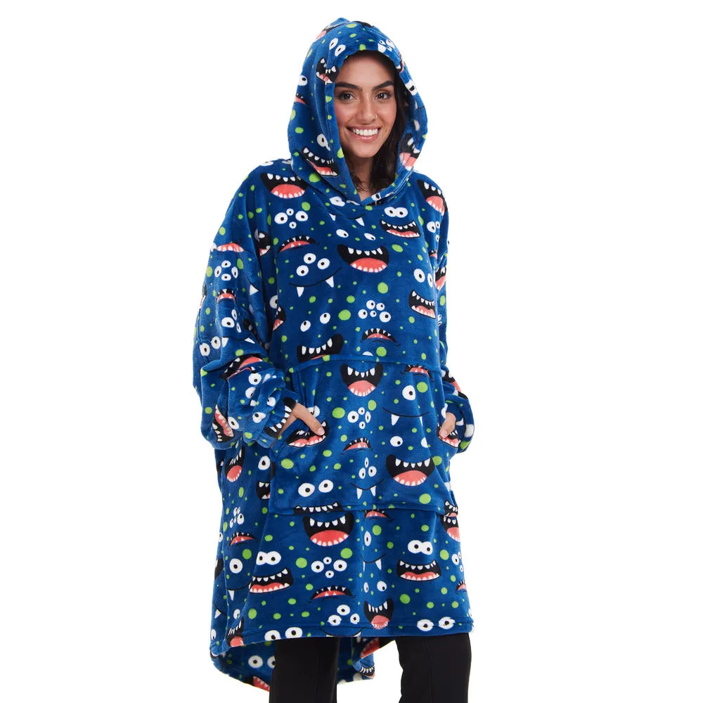 Snuggs Blanket Hoodie Blue monster