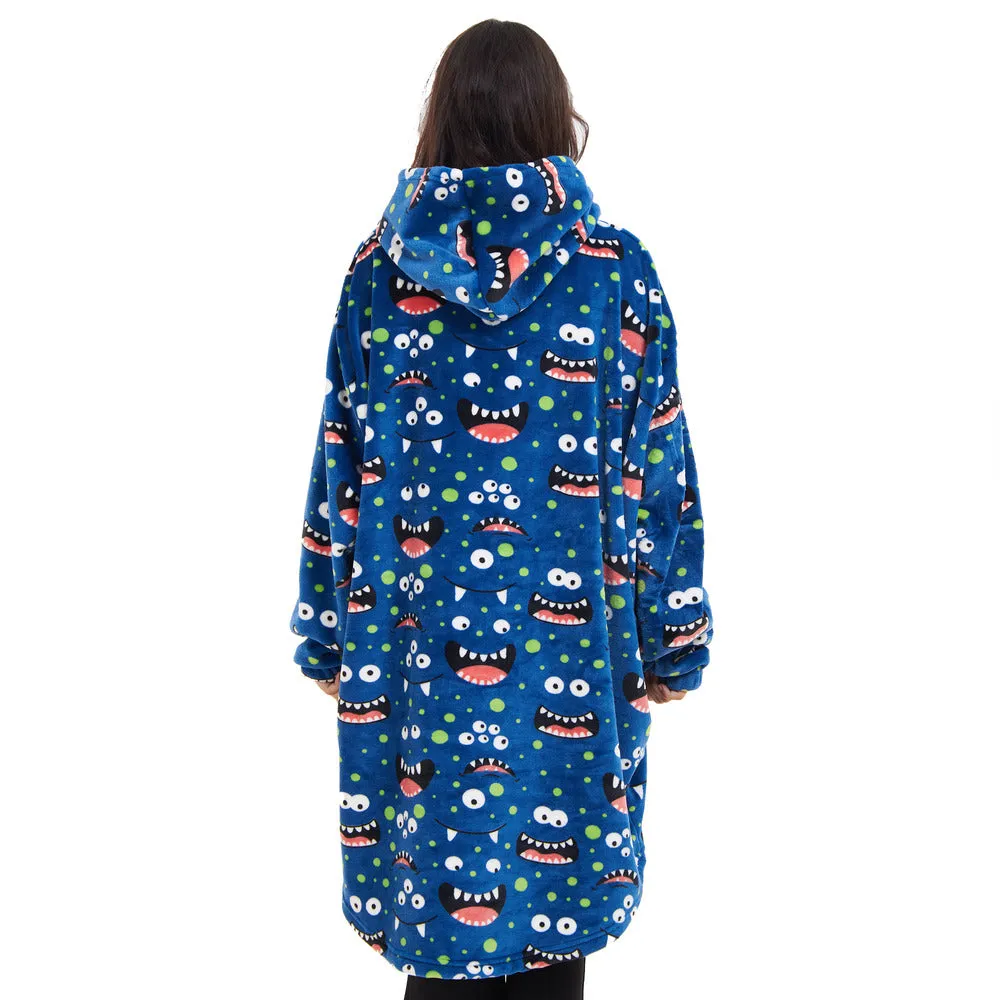 Snuggs Blanket Hoodie Blue monster