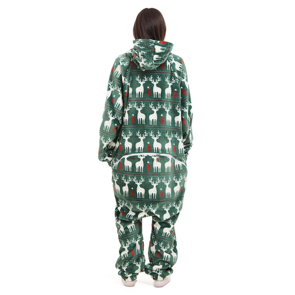 Snuggs Blanket Onesie Green Christmas