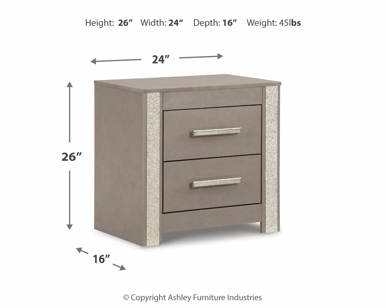 Surancha Queen/Full Panel Headboard with Mirrored Dresser and Nightstand in Gray