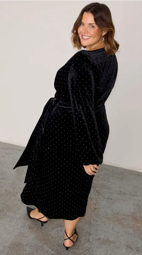 Vienna Velvet Midi Dress (Black)