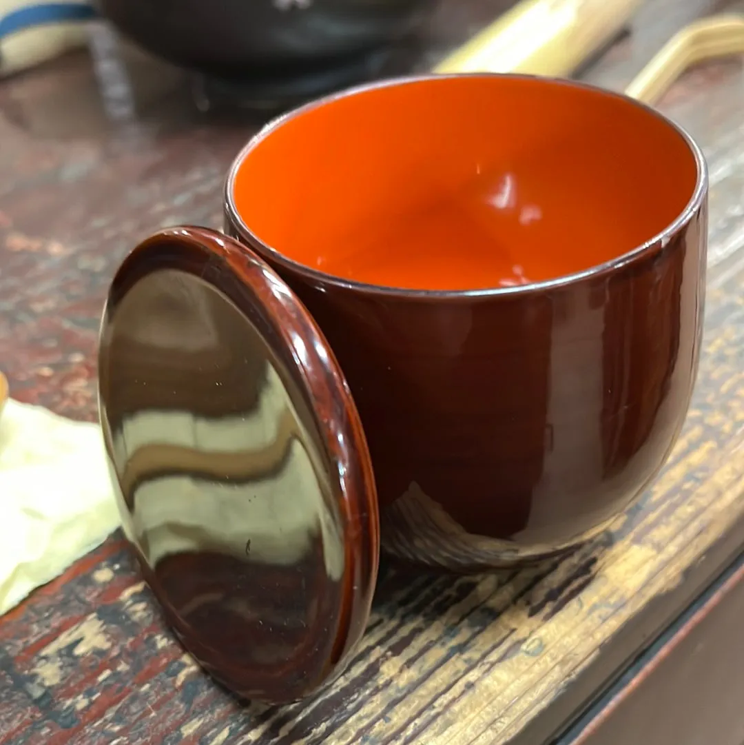 Vintage Japanese Kinrinji Natsume Tea Caddy Tea Ceremony 4” Red Intireor