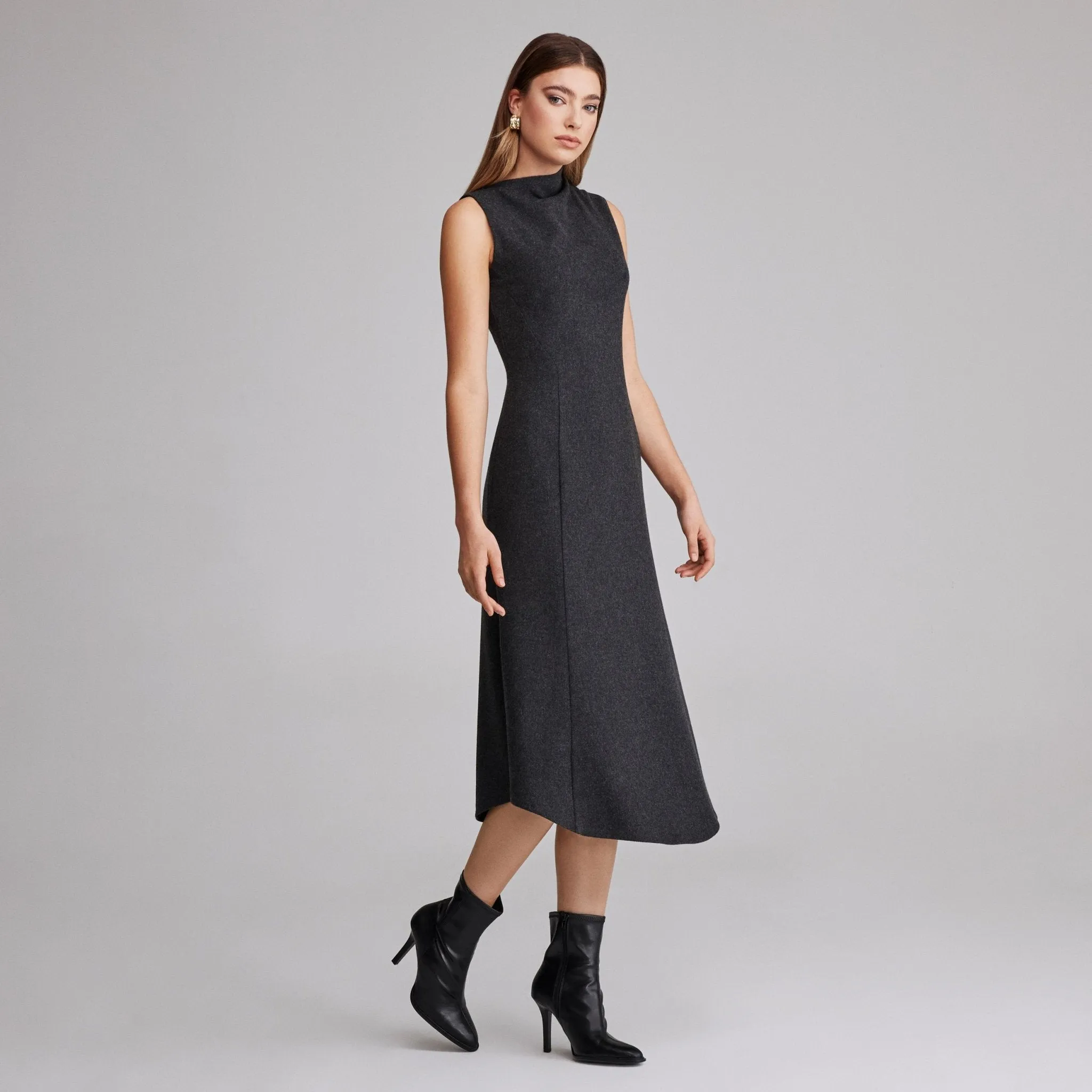 Virgin wool Asymmetric Midi Dress