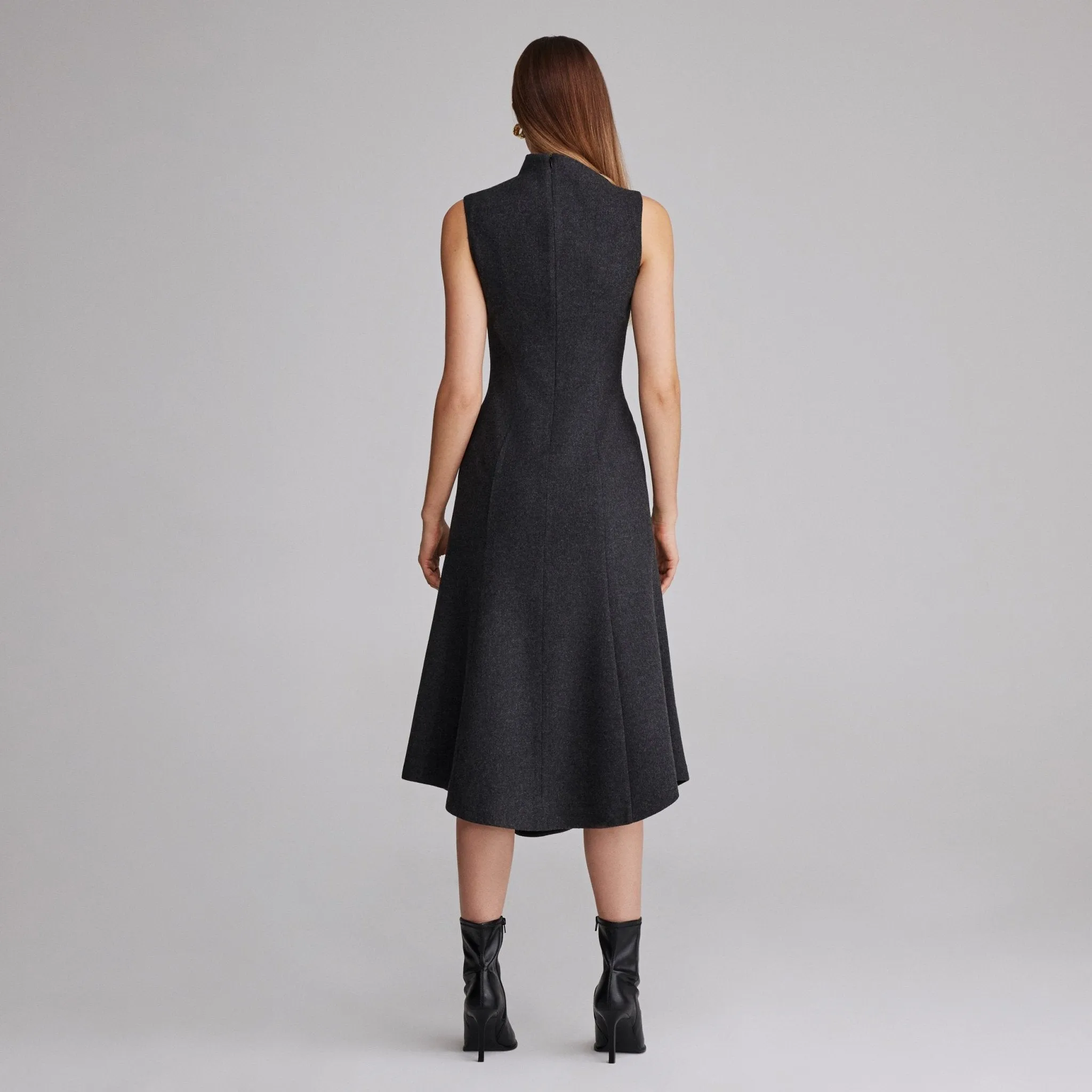 Virgin wool Asymmetric Midi Dress