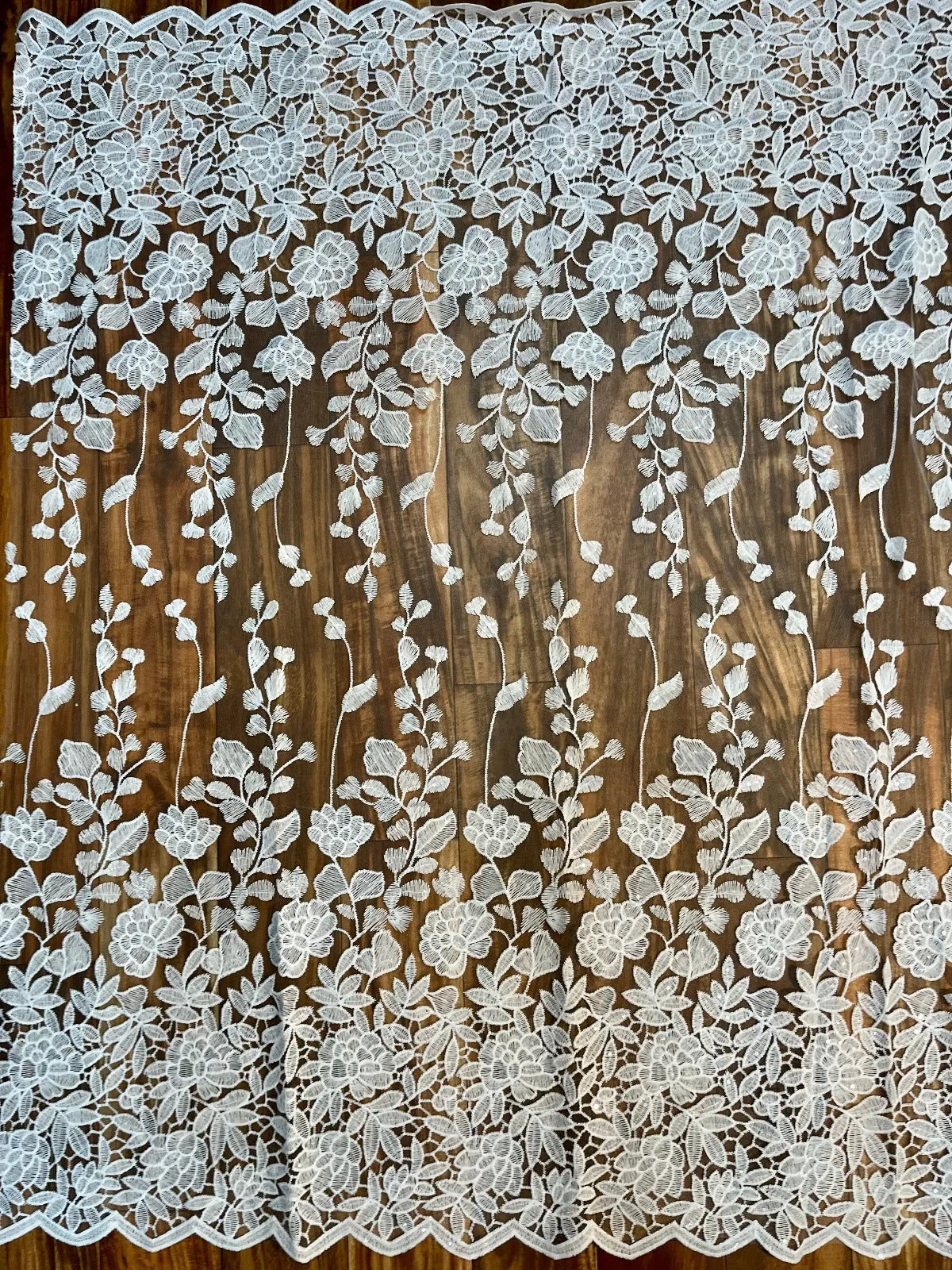 White Luxury Bridal Floral Embroidery Lace