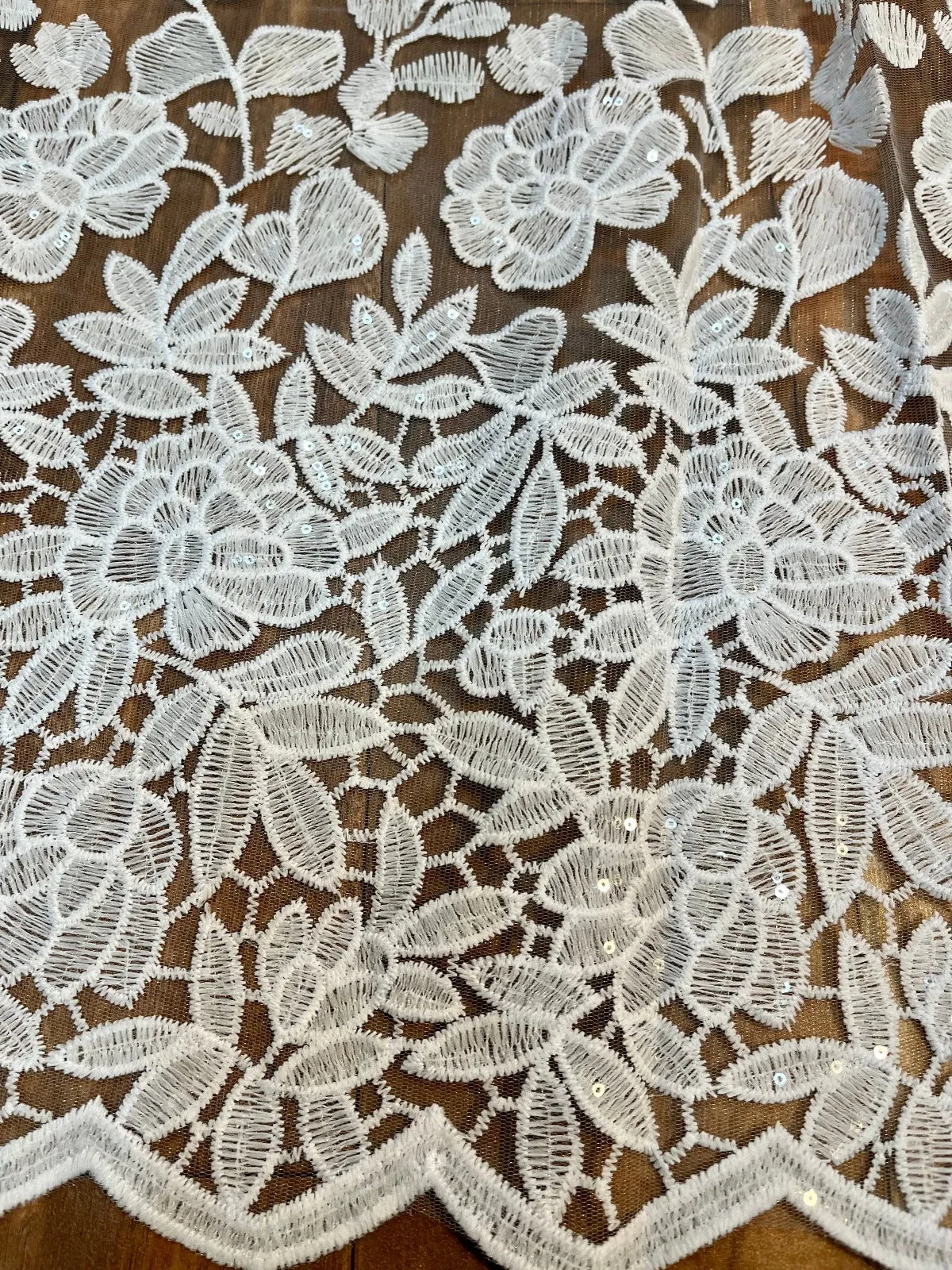 White Luxury Bridal Floral Embroidery Lace