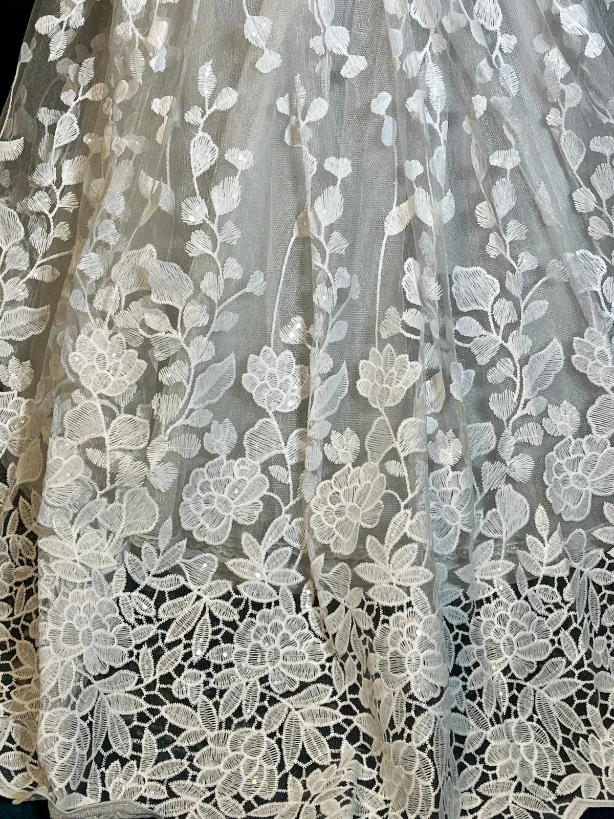 White Luxury Bridal Floral Embroidery Lace