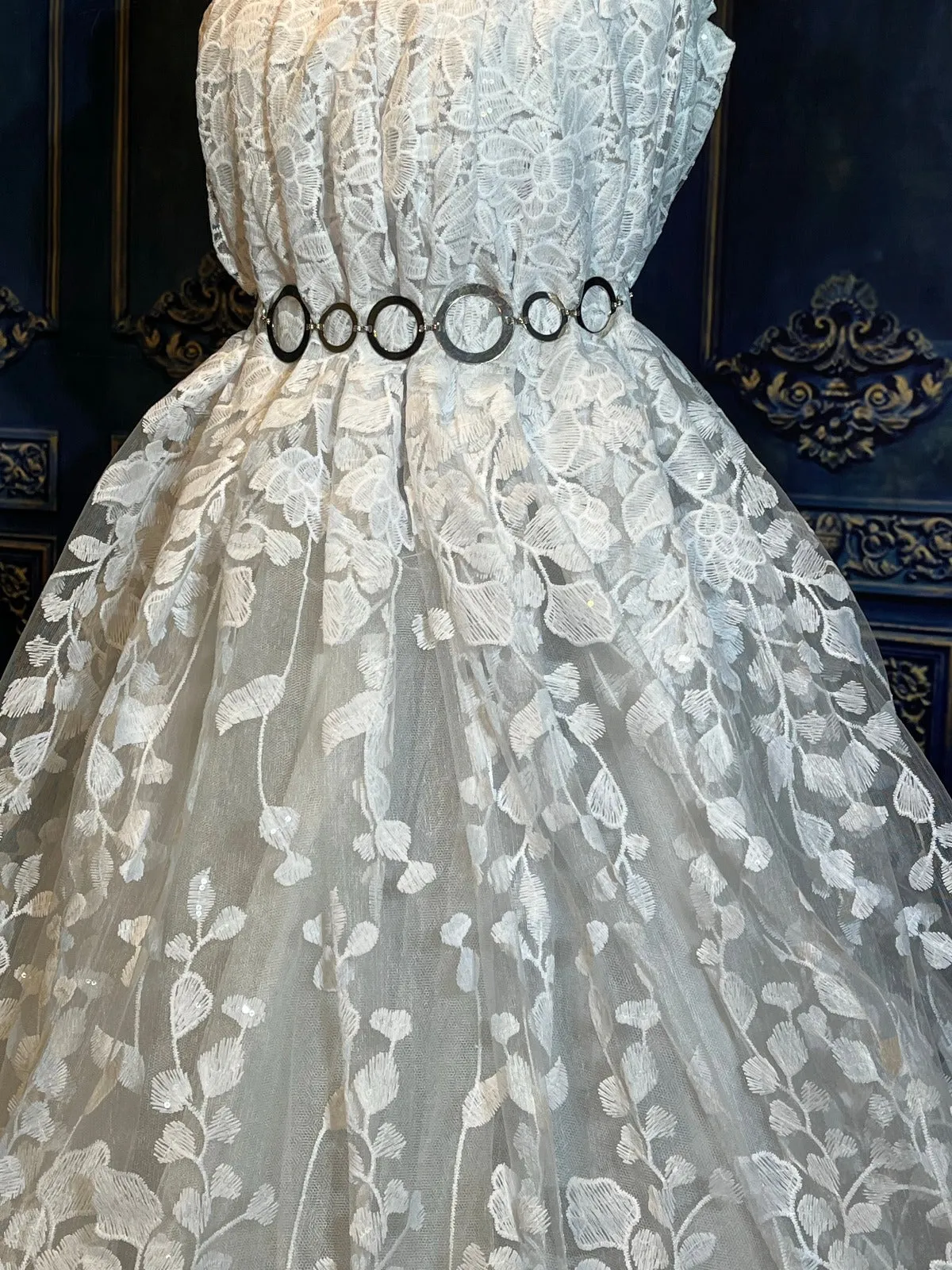 White Luxury Bridal Floral Embroidery Lace