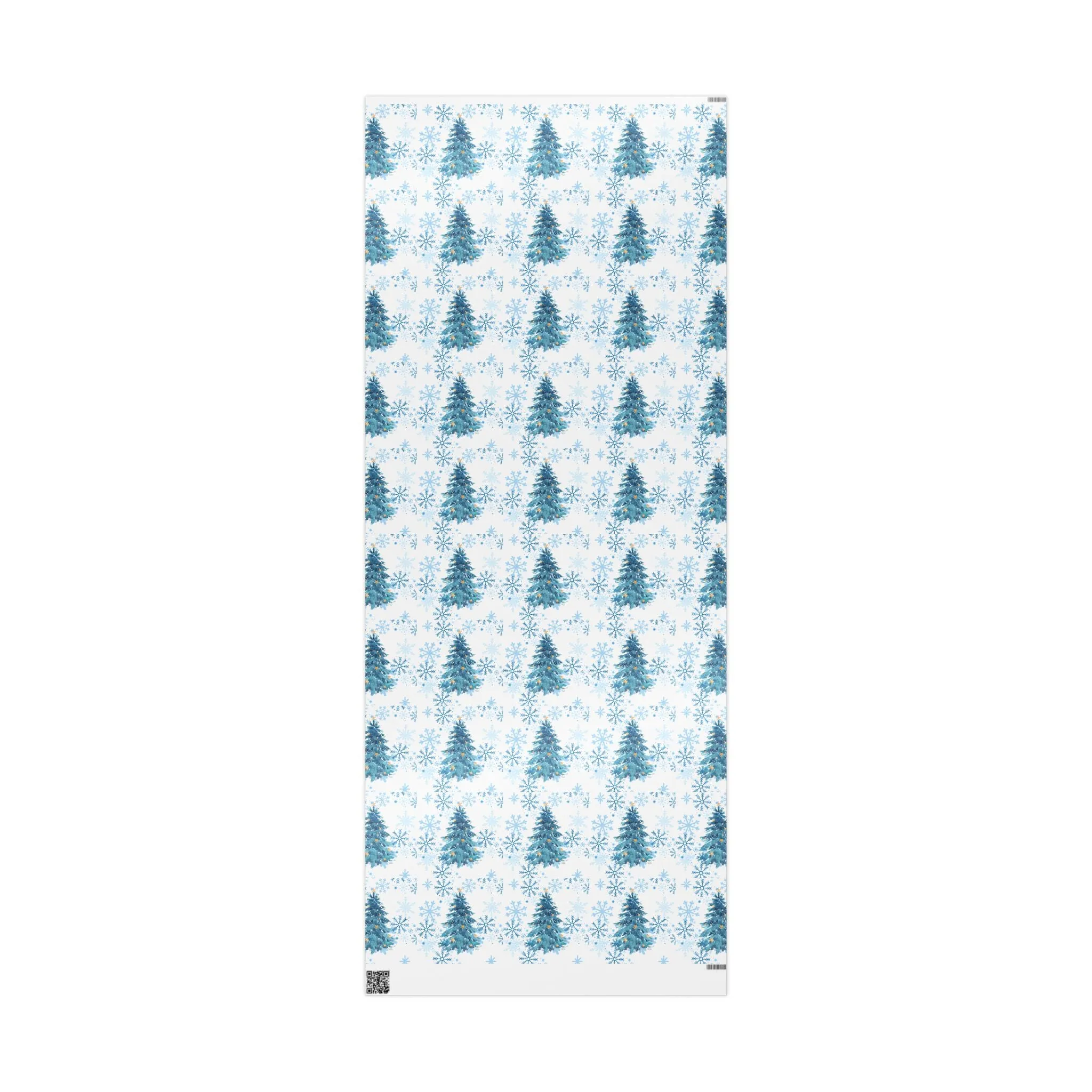 Winter Wonderland Wrapping Paper : Blue Christmas Tree and Snowflake Holiday Gift Wrap, Premium Eco-Friendly Design